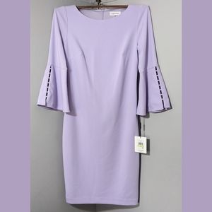 Calvin Klein size 4 lilac pearl accent long sleeve dress